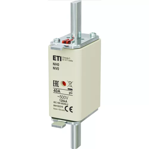 ETI 004183210 BIZTOSÍTÉK NH 0 40A Biztosító betét gL-gG KOMBI 500V késes