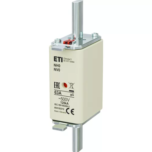 ETI 004183212 BIZTOSÍTÉK NH 0 63A Biztosító betét gL-gG KOMBI 500V késes