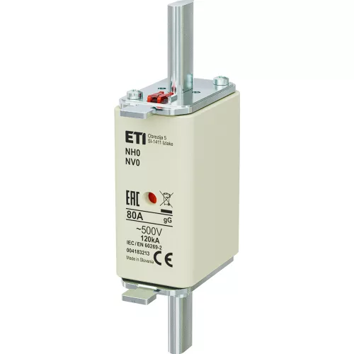 ETI 004183213 BIZTOSÍTÉK NH 0 80A Biztosító betét gL-gG KOMBI 500V késes