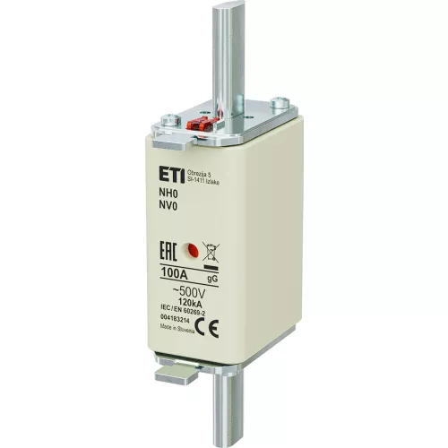 ETI 004183214 BIZTOSÍTÉK NH 0 100A Biztosító betét gL-gG KOMBI 500V késes
