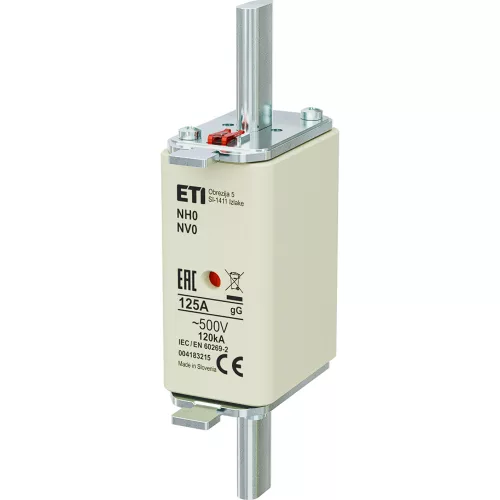 ETI 004183215 BIZTOSÍTÉK NH 0 125A Biztosító betét gL-gG KOMBI 500V késes