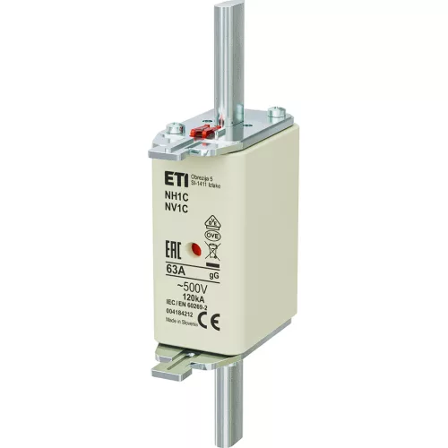 ETI 004184212 BIZTOSÍTÉK NH1 63A Biztosító betét C gL-gG KOMBI 500V késes