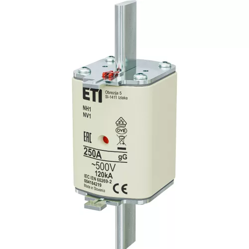 ETI 004184219 BIZTOSÍTÉK NH1 250A Biztosító betét gL-gG KOMBI 500V késes