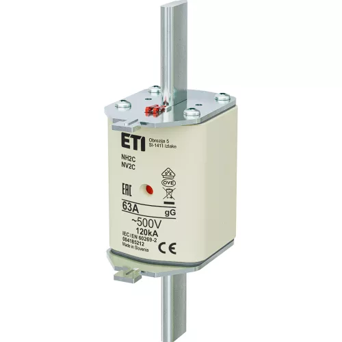 ETI 004185212 BIZTOSÍTÉK NH2 63A Biztosító betét C gL-gG KOMBI 500V késes