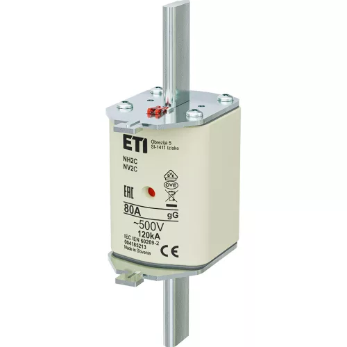 ETI 004185213 BIZTOSÍTÉK NH2 80A Biztosító betét C gL-gG KOMBI 500V késes