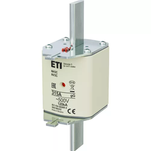 ETI 004186222 BIZTOSÍTÉK NH3 315A Biztosító betét C gL-gG KOMBI 500V késes