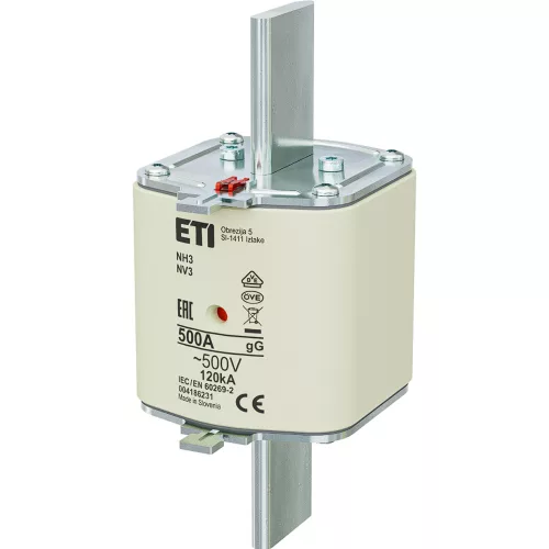 ETI 004186231 BIZTOSÍTÉK NH3 500A Biztosító betét gL-gG KOMBI 500V késes