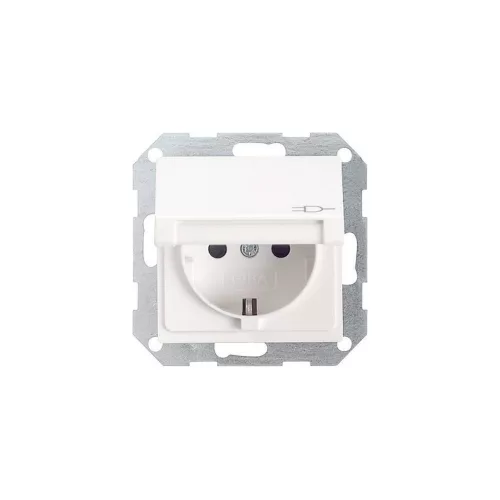 Gira 045403 ST55 földelt dugalj 1-es központi fedlap csapófedéllel fehér IP20 süllyesztett rugó