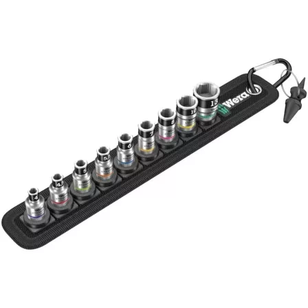 WERA Dugókulcs készlet karabineres tartóval 1/4" 1/4 "kulcs 10-darabos Belt A 1 Zyklop - 05003880001