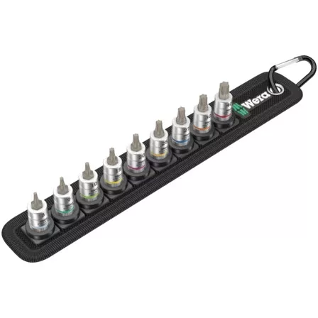 WERA Bitkészlet karabineres tartóval 1/4" 9db/TX TORX HF Zyklop - 05003882001