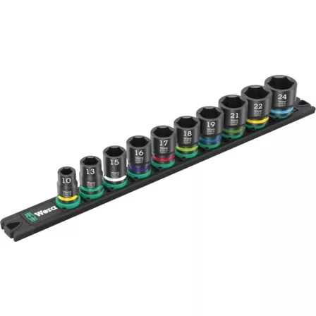 WERA Dugókulcs készlet mágneses tartóval gépi 3/8 "kulcs 10-darabos 9607 B Impaktor 1 - 05005451001