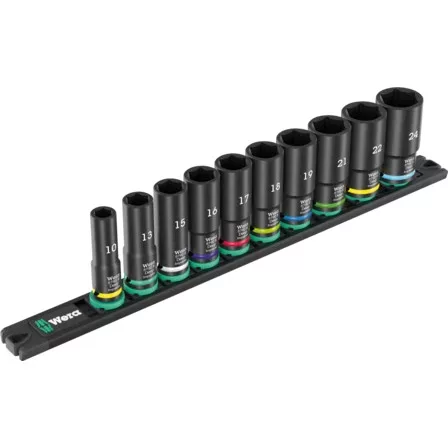 WERA 9660 Magnetic Rail B Impaktor Deep Set 1 Socket Set, gépi dugókulcs készlet 10 db, 3/8" - 05005590001