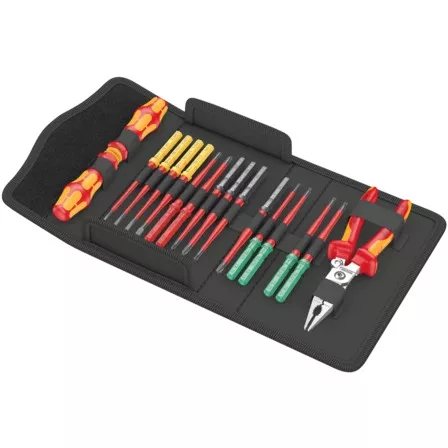 WERA Csavarhúzó-bitkészlet 17-darabos 1000V 2-PH 2pusminus 1fogó 2markolat Kraftform Kompakt VDE - 05006612001