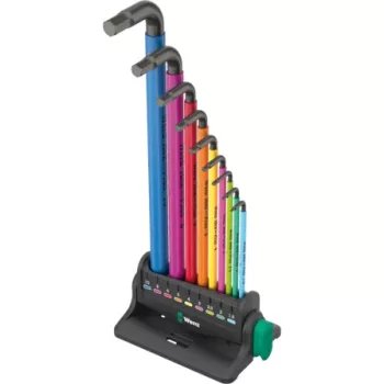   WERA Hex-Plus hatszögletű foglalat készlet, metrikus rendszer, fekete lézer, 9 darabbal és tartóval, többszínű - 05133165001