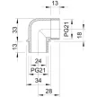 OBO 2029952 Derékszögű csatlakozócsonk PG21 PA világosszürke 107 W PG21 PA