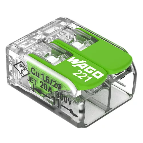 WAGO 221-422 Vezeték összekötő oldható 2P 0,2-4mm2 GREEN RANGE