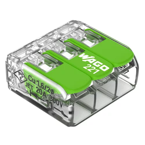 WAGO 221-423 Vezeték összekötő oldható 3P 0,2-4mm2 GREEN RANGE