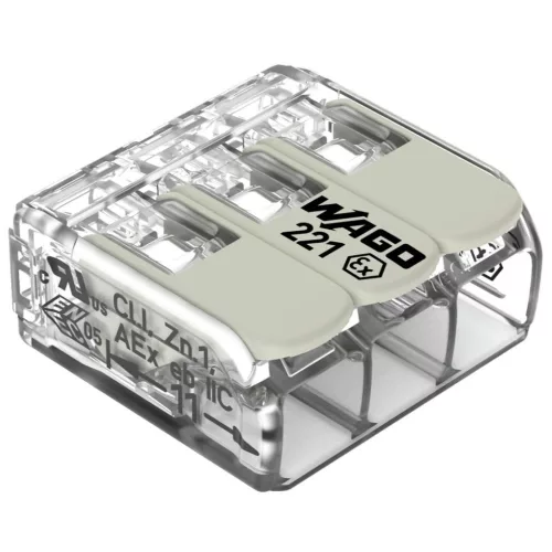 WAGO 221-483 Vezeték összekötő oldható robbanás biztos alkalmazásokhoz 3P 0,2-4mm2 50db/csomag