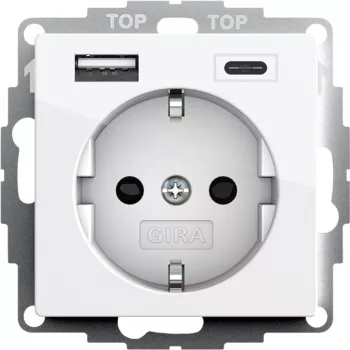 Gira 245903 Dugaszoló aljzat és USB A és C típus System 55 fényes fehér