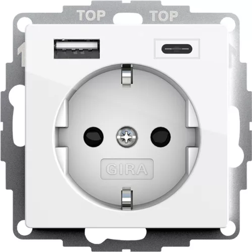 Gira 245903 Dugaszoló aljzat és USB A és C típus System 55 fényes fehér