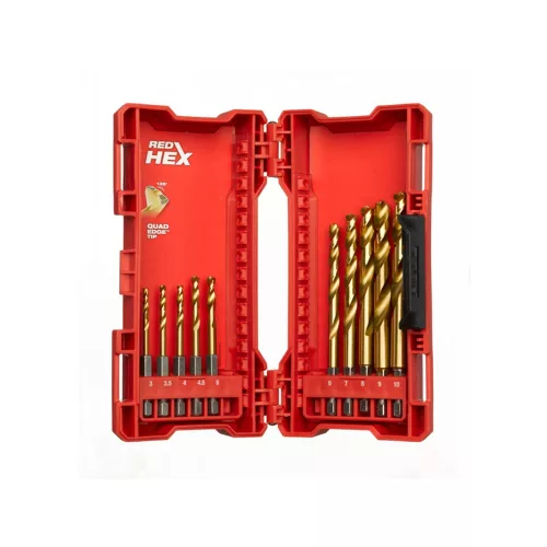 MILWAUKEE 48894759 Csigafúró készlet bit befogású 10 részes HSS-G Tin
