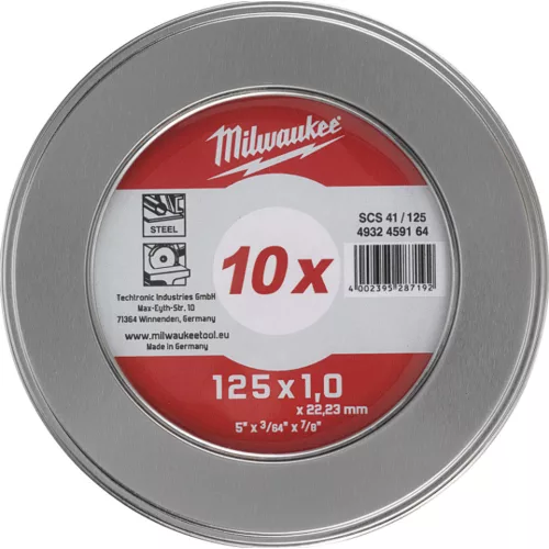 MILWAUKEE Vágókorong Inox 125x1 Fém dobozban 10 db - 4932459164