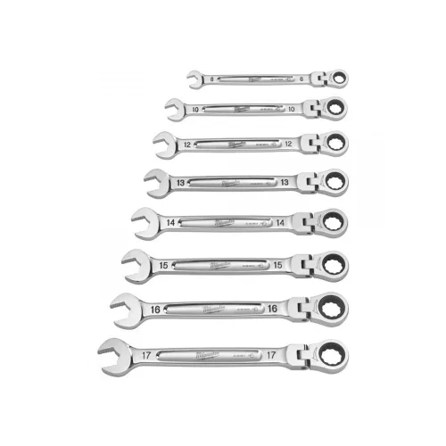MILWAUKEE 4932478557 Racsnis csuklós csillag-villáskulcs készlet 7 részes 8-17 mm CrV MAX BITE™