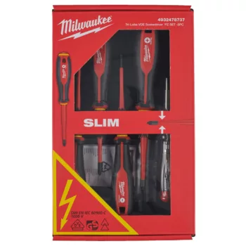 MILWAUKEE 4932478737 VDE Csavarhúzó 3 oldalú markolattal  5 darabos készlet (SL3, SL4, PZ1,  PZ
