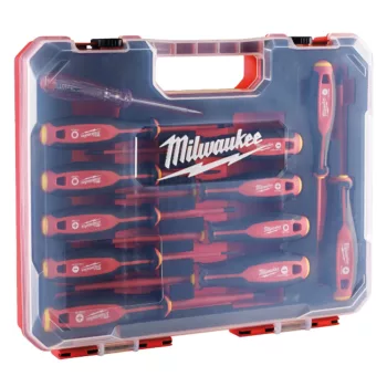 MILWAUKEE 4932479095 VDE Csavarhúzó 3 oldalú markolattal 12 darabos készlet (SL2.5 / SL3 / SL4 