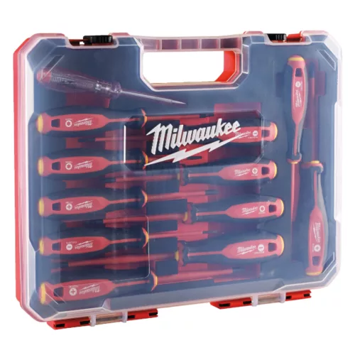 MILWAUKEE 4932479095 VDE Csavarhúzó 3 oldalú markolattal 12 darabos készlet (SL2.5 / SL3 / SL4 