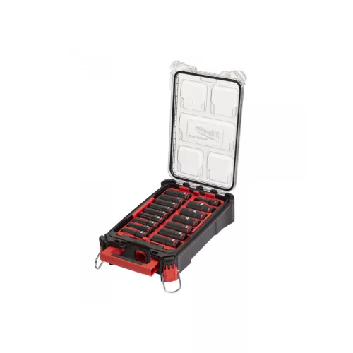 MILWAUKEE 4932480943 Gépi hosszú dugókulcs készlet 16 részes 1/2" 10-24 mm PACKOUT közepes