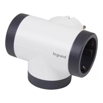   LEGRAND 694522 Kettős 2P+F elosztódugó USB-A + USB-C forgatható fehér-sötét szürke