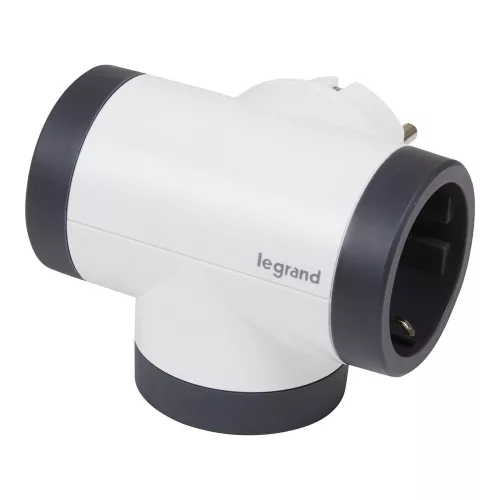 LEGRAND 694522 Kettős 2P+F elosztódugó USB-A + USB-C forgatható fehér-sötét szürke