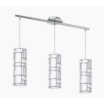   EGLO 92563 BAYMAN függeszték acél króm / üveg fehér, króm E27 3x60W