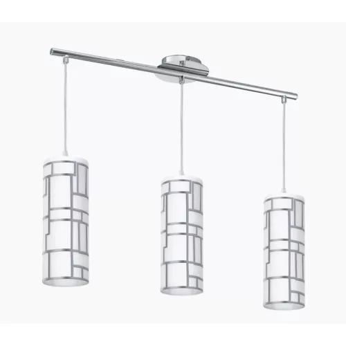 EGLO 92563 BAYMAN függeszték acél króm / üveg fehér, króm E27 3x60W