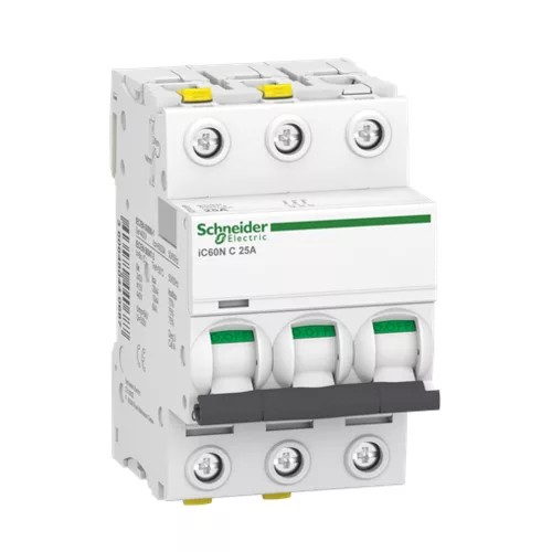 SCHNEIDER A9F04325 A9 iC60N 3P 25A C 6kA Kismegszakító