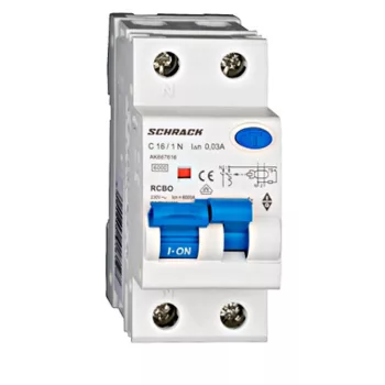   SCHRACK AK667616 Vezetékvédő kapcsoló 1+N, AMPARO, 6kA, C 16A, 30mA, A