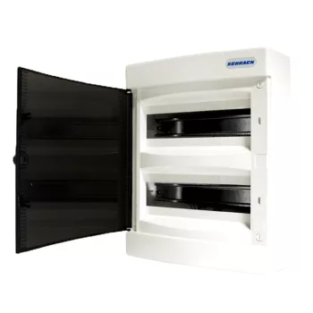 SCHRACK BK080102 Falon kívüli kiselosztó 2 soros, 24KE, átlátszó ajtó