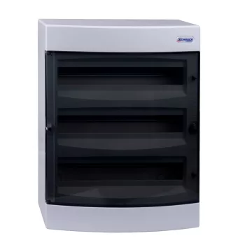 SCHRACK BK080107 Falon kívüli kiselosztó 3 soros, 54KE, átlátszó ajtó