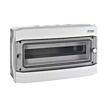   SCHRACK BK080206 Falonkívüli kiselosztó 1 soros, 18KE, átlátszó ajtó, IP65