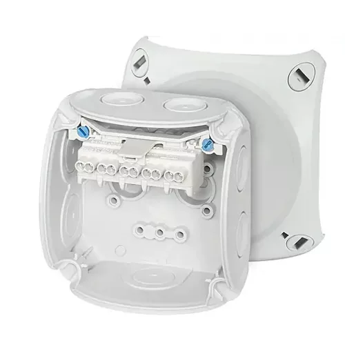 HENSEL DK0202GZ Kötődoboz sorkapocsal szerelve falonkívüli 93mmx 93mmx 62mm szürke műanyag IP66