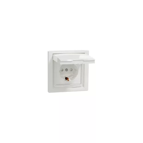 SCHNEIDER EPH3100321 Asfora Aljzat, gyermekvédelemmel, csapfedeles - IP44, fehér 2P+F