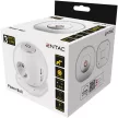 ENTAC ESC1.5G3-USB-GLOBE Gömb elosztó 3 foglalattal, 2x2,1A USB-vel, kapcsolóval, 1,5m vezetékk