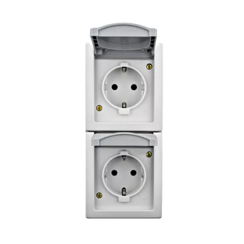 SCHRACK EV211013 Falon kívüli dupla dugaljzat, függőleges, rugós IP54