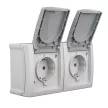 SCHRACK EV211014 VISIO falon kívüli dupla dugaljzat, vízszintes, rugós, IP54