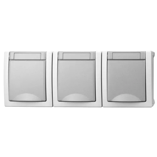 SCHRACK EV211018 VISIO falon kívüli hármas dugaljzat, vízszintes, rugós, IP54