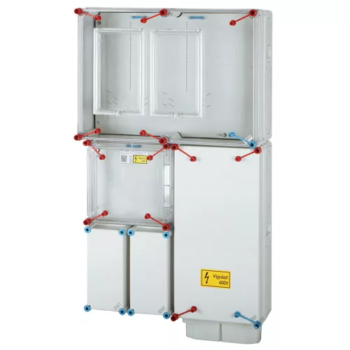 HENSEL HB33K0F-U 1/3F Mérőszekrény 1xM80+1xV32Aföldkábeles 1-szintes 2-mérőhely 2Mszerelőlappal