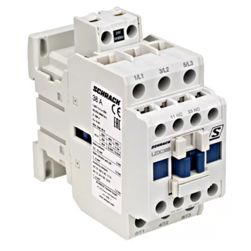 SCHRACK Mágneskapcsoló 3p, CUBICO Classic, 18,5kW, 38A,1z+1ny, 24VAC - LZDC38B0