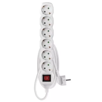   EMOS P1621R Hosszabbító 1,5 m / 6 aljzat / kapcsolós / fehér / PVC / 1,5 mm2