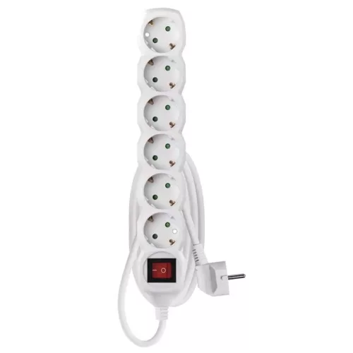 EMOS P1621R Hosszabbító 1,5 m / 6 aljzat / kapcsolós / fehér / PVC / 1,5 mm2